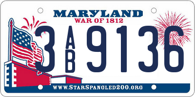 MD license plate 3AB9136