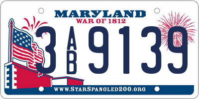 MD license plate 3AB9139