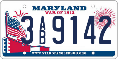 MD license plate 3AB9142