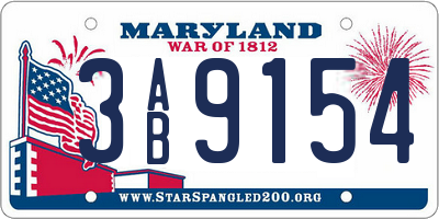 MD license plate 3AB9154