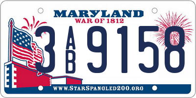 MD license plate 3AB9158