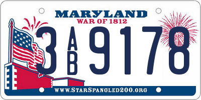 MD license plate 3AB9178