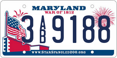 MD license plate 3AB9188
