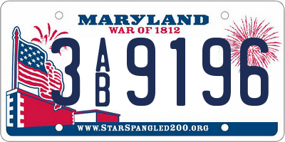 MD license plate 3AB9196