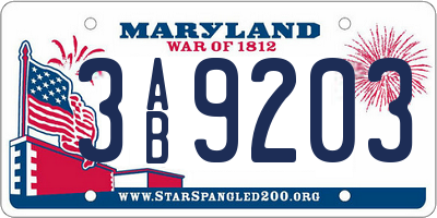 MD license plate 3AB9203