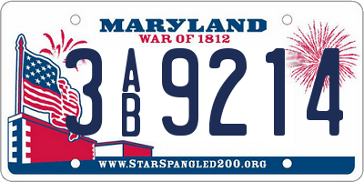 MD license plate 3AB9214