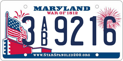 MD license plate 3AB9216