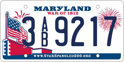 MD license plate 3AB9217