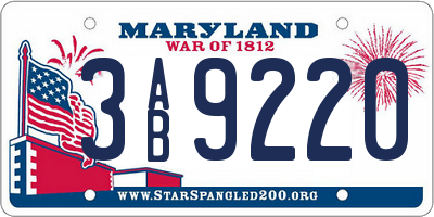 MD license plate 3AB9220