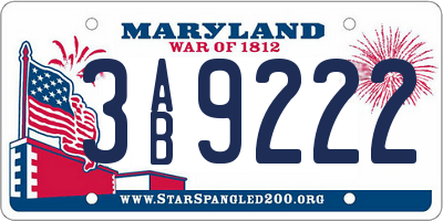 MD license plate 3AB9222