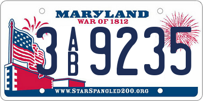 MD license plate 3AB9235