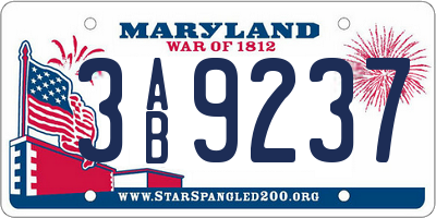 MD license plate 3AB9237