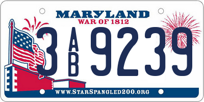 MD license plate 3AB9239