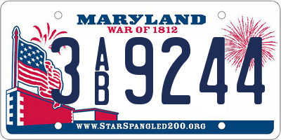 MD license plate 3AB9244