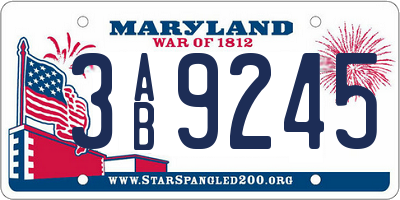 MD license plate 3AB9245