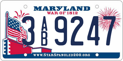 MD license plate 3AB9247