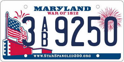 MD license plate 3AB9250