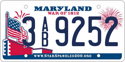 MD license plate 3AB9252