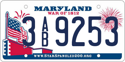MD license plate 3AB9253