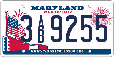 MD license plate 3AB9255