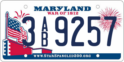 MD license plate 3AB9257