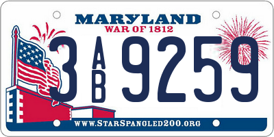 MD license plate 3AB9259