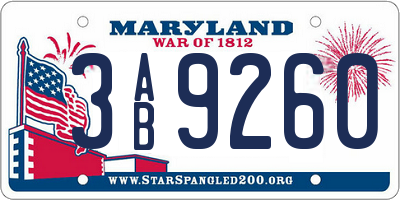 MD license plate 3AB9260
