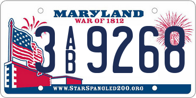 MD license plate 3AB9268
