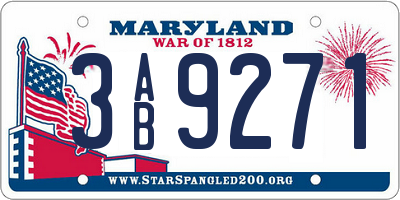 MD license plate 3AB9271