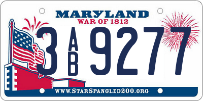 MD license plate 3AB9277