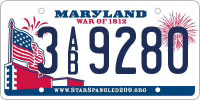 MD license plate 3AB9280