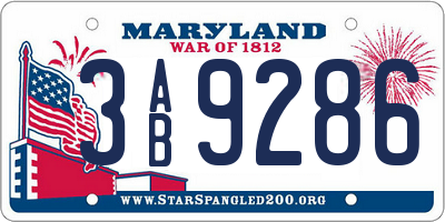 MD license plate 3AB9286