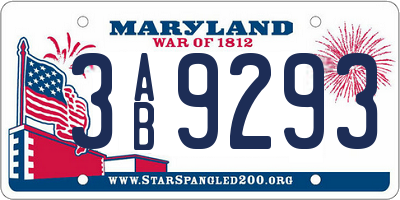MD license plate 3AB9293