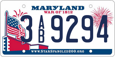 MD license plate 3AB9294