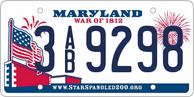 MD license plate 3AB9298