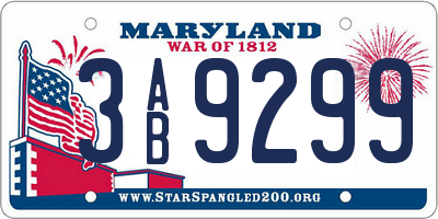 MD license plate 3AB9299