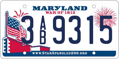 MD license plate 3AB9315