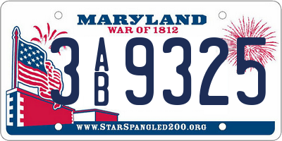 MD license plate 3AB9325