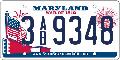 MD license plate 3AB9348