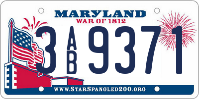 MD license plate 3AB9371