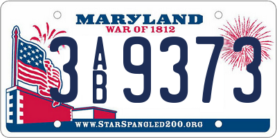 MD license plate 3AB9373