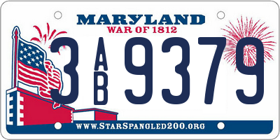 MD license plate 3AB9379