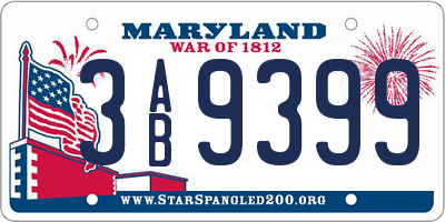 MD license plate 3AB9399