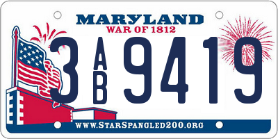 MD license plate 3AB9419