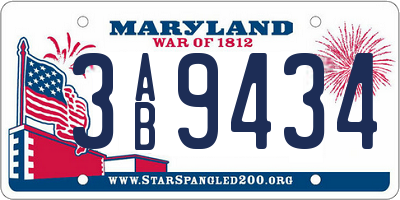 MD license plate 3AB9434