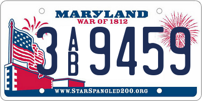 MD license plate 3AB9459