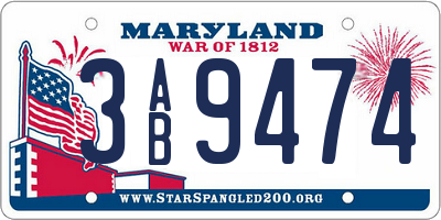MD license plate 3AB9474