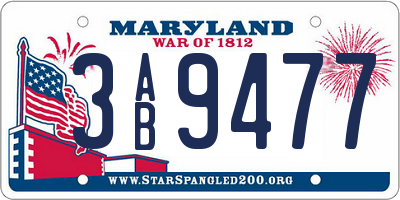 MD license plate 3AB9477