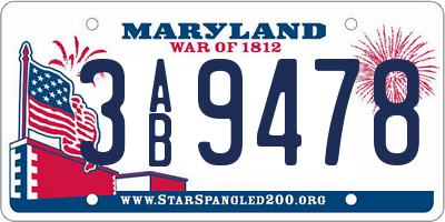 MD license plate 3AB9478