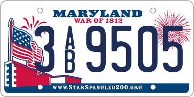 MD license plate 3AB9505